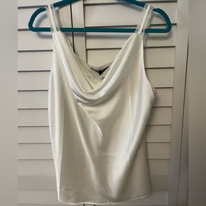 WHBM Cowl Neck White Lace Cami NWT, L